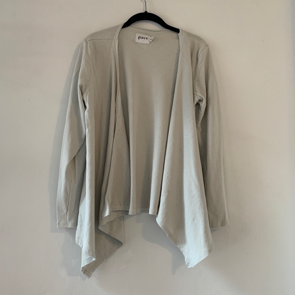 Pact Waterfall Cardigan, Pale Green/Gray, Sz Small